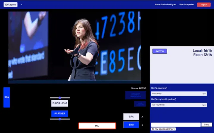 The interface before the redesign: a video feed with a few controls scattered around it.
